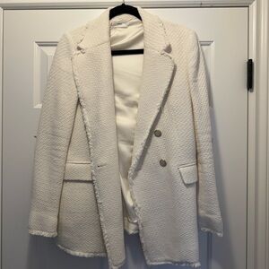 Mango Cream Textured Blazer
